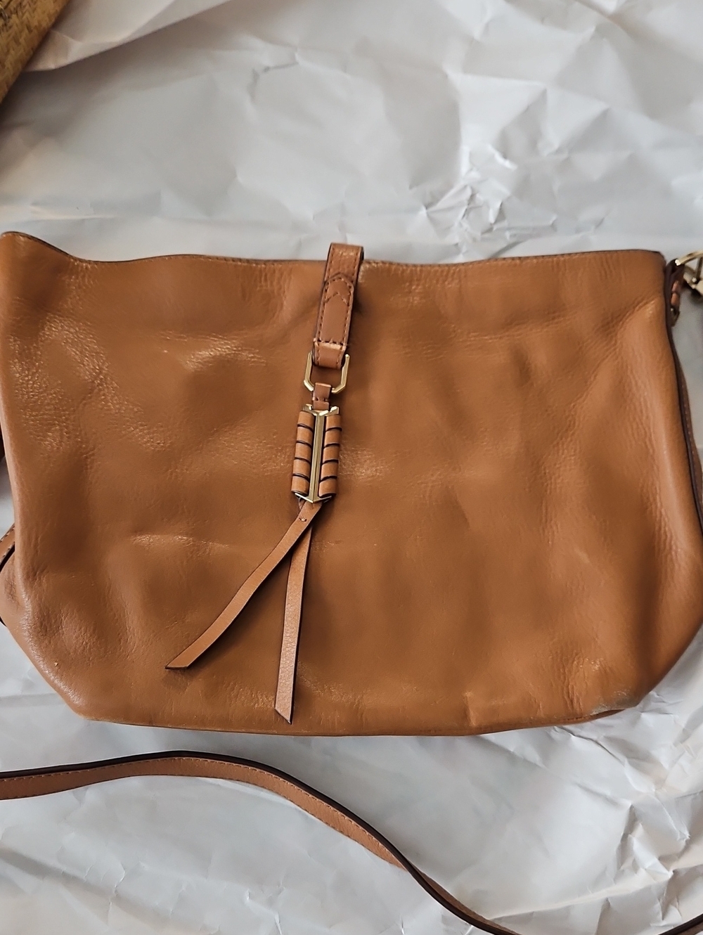 Stella & Dot Covet Sunday Tan Leather Crossbody Shoulder Bag